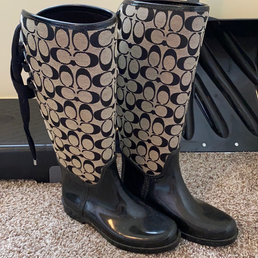 Lightly worn coach rain boots